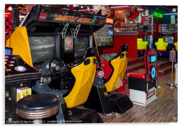 Car racing arcade game Acrylic by Joy Walker