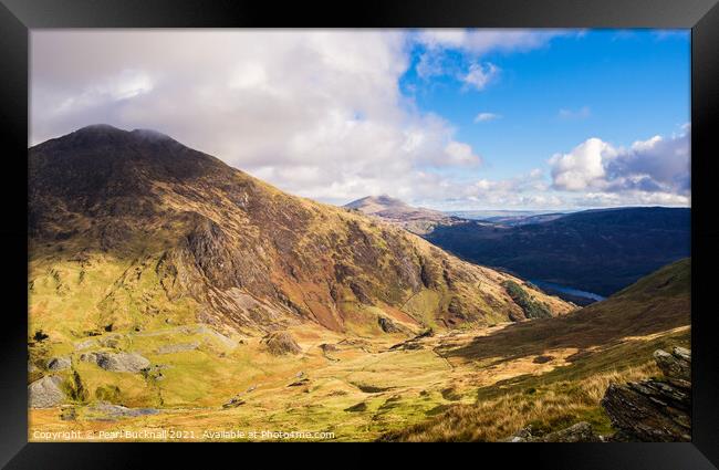 Y Lliwedd across Cwm Llan Snowdonia Framed Print by Pearl Bucknall