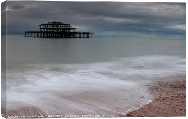 West Pier, Brighton, East Sussex under cloud UK Canvas Print by Geraint Tellem ARPS