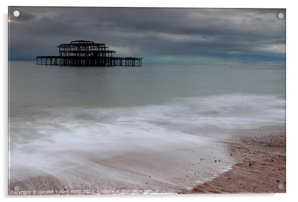 West Pier, Brighton, East Sussex under cloud UK Acrylic by Geraint Tellem ARPS