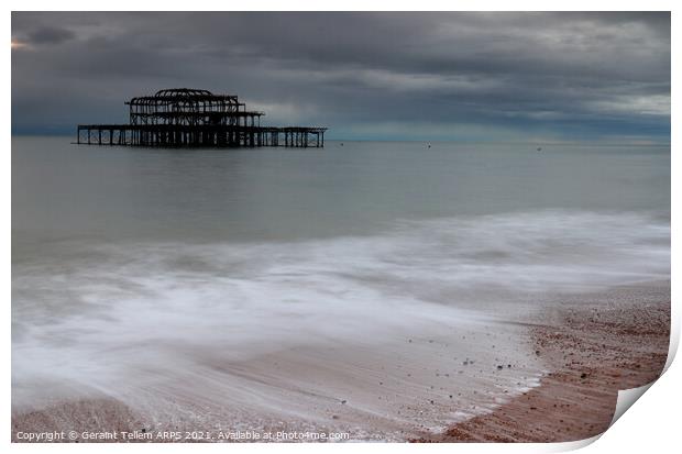 West Pier, Brighton, East Sussex under cloud UK Print by Geraint Tellem ARPS