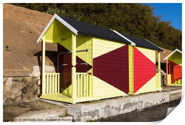 Others Beach huts at Folkestone Print by Clive Wells