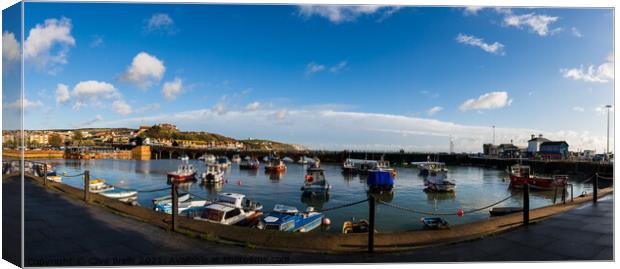 Folkestones inner harbour seen in pano Canvas Print by Clive Wells