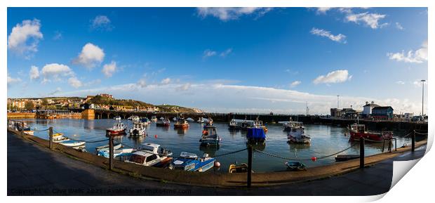 Folkestones inner harbour seen in pano Print by Clive Wells