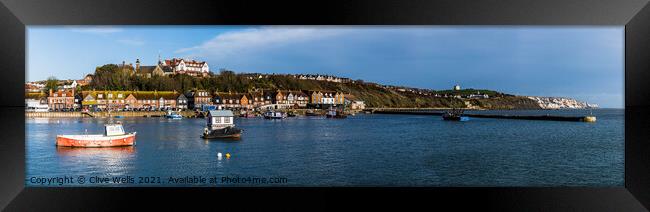 Panoramic of Folkestone`s outer harbour Framed Print by Clive Wells