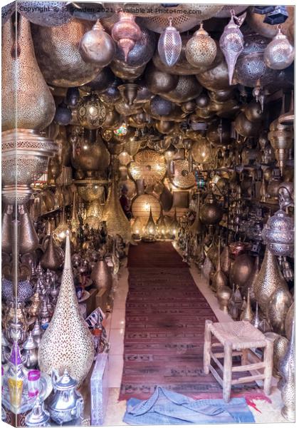 Traditional Shop, Marrakech, Morocco Canvas Print by Jo Sowden