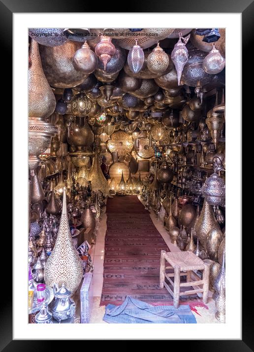 Traditional Shop, Marrakech, Morocco Framed Mounted Print by Jo Sowden