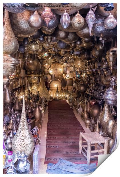 Traditional Shop, Marrakech, Morocco Print by Jo Sowden