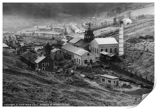 Glendgarw Colliery.1956. Print by Mark Ward