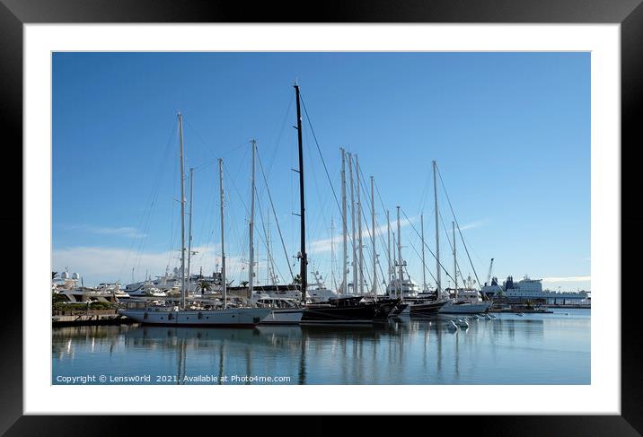 Boats in the harbor of Valencia, Spain Framed Mounted Print by Lensw0rld 