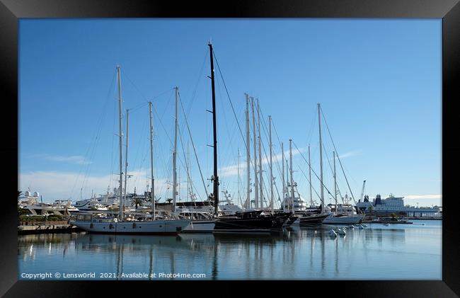 Boats in the harbor of Valencia, Spain Framed Print by Lensw0rld 