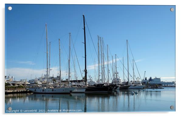 Boats in the harbor of Valencia, Spain Acrylic by Lensw0rld 