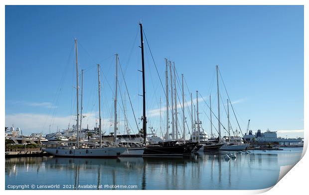 Boats in the harbor of Valencia, Spain Print by Lensw0rld 