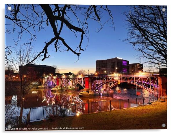 Glasgow Bridges Acrylic by Stu Art Glasgow