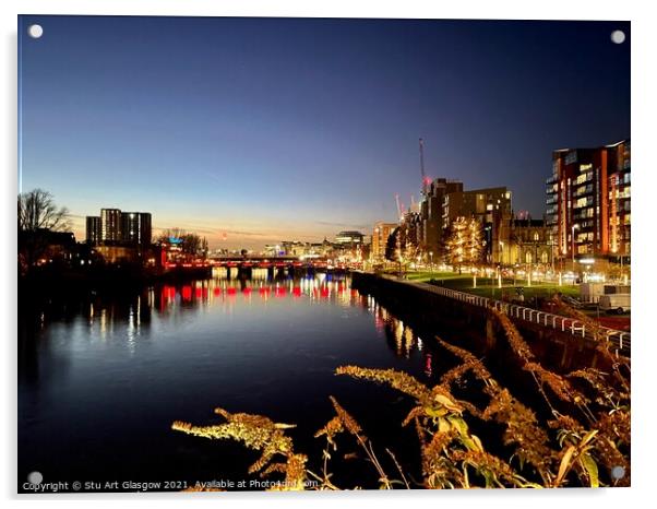 View From a Glasgow Bridge Acrylic by Stu Art Glasgow