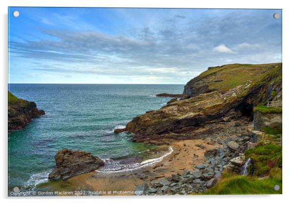 Tintagel Beach Cornwall Acrylic by Gordon Maclaren