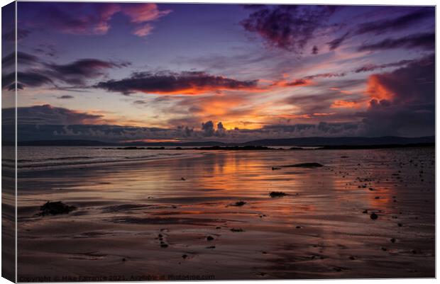 Sunset on Shiskine Beach, Isle of Arran Canvas Print by Mike Farrance
