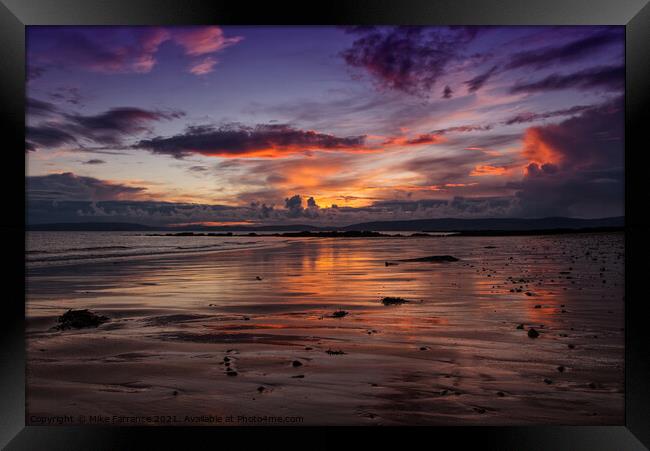 Sunset on Shiskine Beach, Isle of Arran Framed Print by Mike Farrance