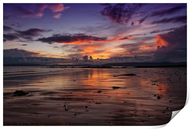 Sunset on Shiskine Beach, Isle of Arran Print by Mike Farrance