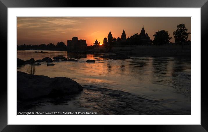 Majestic Orchha Temple Ruins at Sunset Framed Mounted Print by Steven Nokes