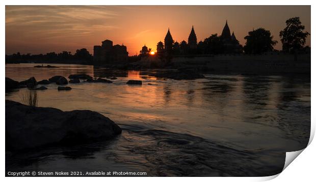 Majestic Orchha Temple Ruins at Sunset Print by Steven Nokes