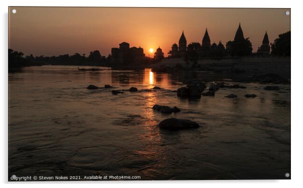 Majestic Orchha Sunset Acrylic by Steven Nokes