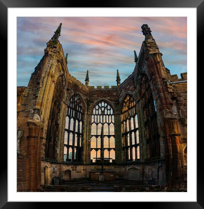 Father Forgive Coventry Cathedral Framed Mounted Print by Cliff Kinch