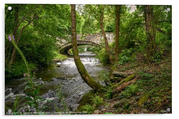 Bridge over the Afon Einon by Dyfi Furnace Acrylic by Gordon Maclaren