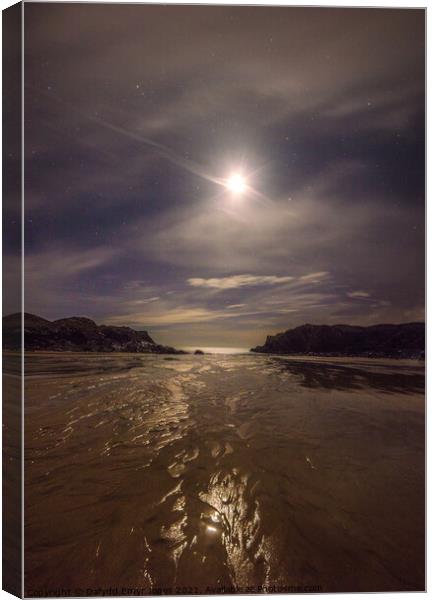 Trearddur Bay Moonlight  Canvas Print by Dafydd Emyr Jones
