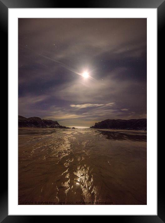 Trearddur Bay Moonlight  Framed Mounted Print by Dafydd Emyr Jones