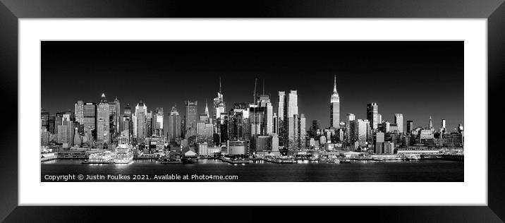 Mid Manhattan skyline Panorama, New York Framed Mounted Print by Justin Foulkes