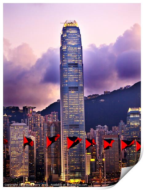 Two Intrnational Finance Centre Hong Kong Sunset Red Flags from  Print by William Perry