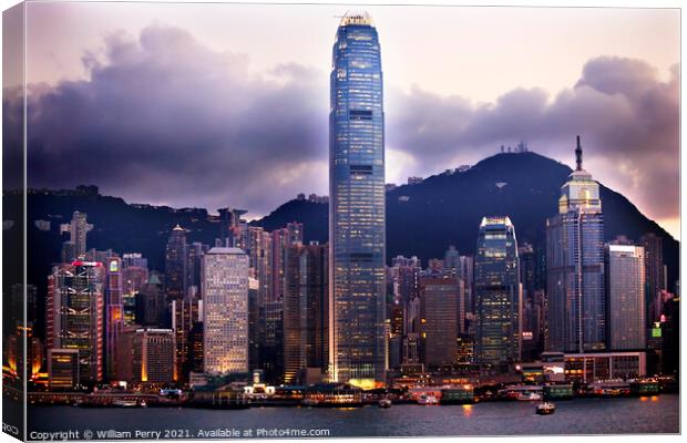 Hong Kong Harbor Evening from Kowloon Canvas Print by William Perry