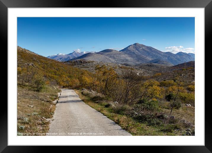 Countryside road in Croatian mountains. Balkans. Framed Mounted Print by Sergey Fedoskin