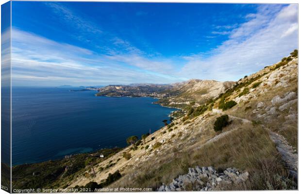 View of Adriatic coast in Croatia from a mountains. Canvas Print by Sergey Fedoskin