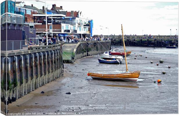 Harbor quay at low tide, Bridlington, Yorkshire, UK. Canvas Print by john hill