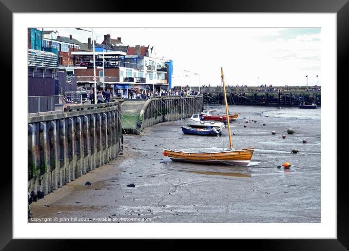 Harbor quay at low tide, Bridlington, Yorkshire, UK. Framed Mounted Print by john hill