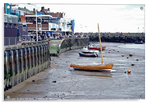 Harbor quay at low tide, Bridlington, Yorkshire, UK. Acrylic by john hill