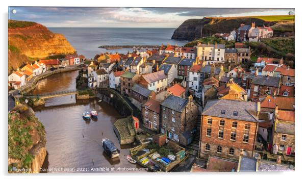 Sunset in Staithes Acrylic by Daniel Nicholson