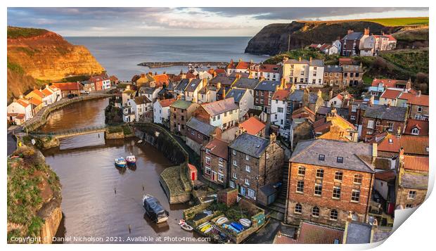 Sunset in Staithes Print by Daniel Nicholson
