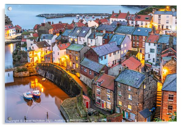 Sunset in Staithes Acrylic by Daniel Nicholson