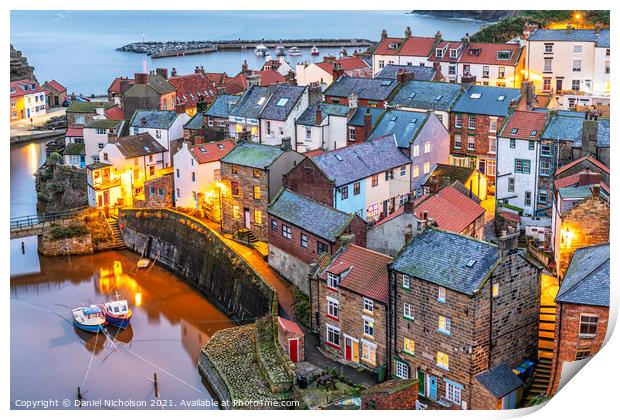 Sunset in Staithes Print by Daniel Nicholson