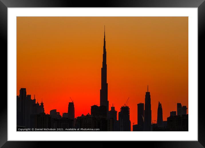 Red Sky over Dubai Framed Mounted Print by Daniel Nicholson