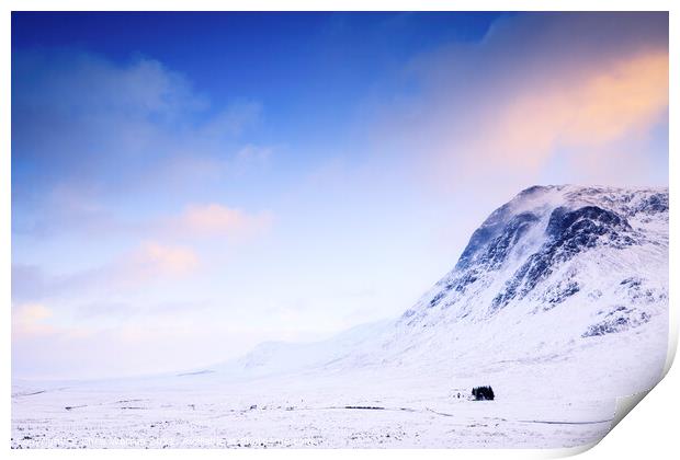 Glencoe Scotland in winter snow Print by Chris Warren