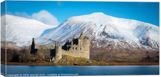 Kilchurn castle Loch Awe Scotland winter snow Canvas Print by Chris Warren