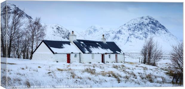 Black Rock Cottage Glencoe Scotland in winter snow Canvas Print by Chris Warren