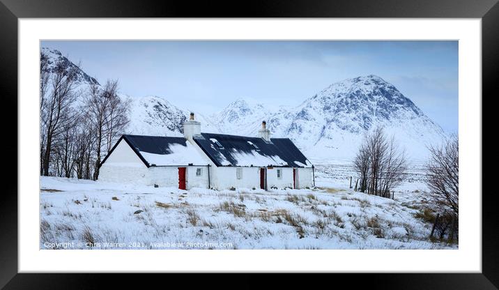 Black Rock Cottage Glencoe Scotland in winter snow Framed Mounted Print by Chris Warren