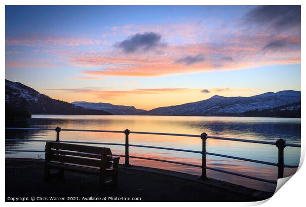 Sunrise at Loch Katrine Scotland Print by Chris Warren