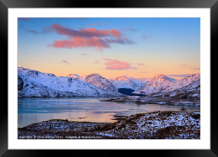 Dawn light over Loch Arklet Scotland in winter Framed Mounted Print by Chris Warren