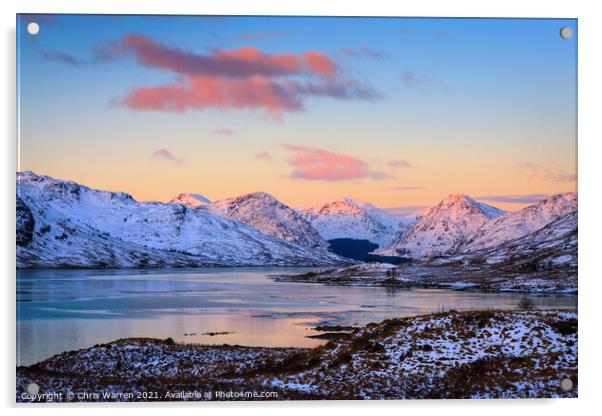 Dawn light over Loch Arklet Scotland in winter Acrylic by Chris Warren